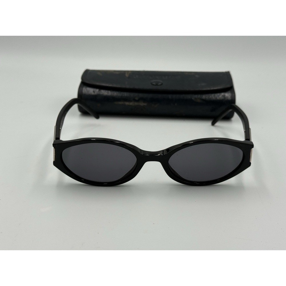 Vintage Givenchy 1025 001 Oval Sunglasses Black France w/ Case 55 20 Y2K
